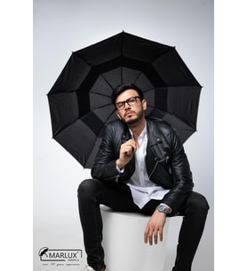 Çift Katlı Siyah Unisex Şemsiye, Dayanıklı ve Şık Tasarım