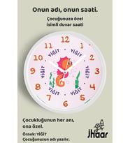 İsme Özel Sevimli Denizatı Çocuk Odası Duvar Saati Orta Boy 30 cm Beyaz Camlı Sessiz