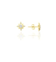 Gümüş altın yaldızlı zirkon taşlı kuzey ışığı kadın küpe SGTL12658GOLD