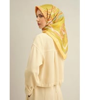 Armine Sura İpek Eşarp 9315-57 Sarı Karışık Desen
