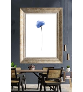 Tablore Minimalist Mavi Çiçek Çerçeveli Kanvas Tablo Botanik Suluboya Doku Duvar Dekoru
