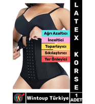 Özel Üretim Vücut Şekillendiren Toparlayan İncelten Ağrı Azaltan Ter Emici Kadın Askısız LATEX KORSE (Siyah)