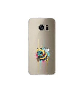 Samsung Galaxy S7 Edge ile uyumlu Splash arı tasarımlı şeffaf silikon kılıf