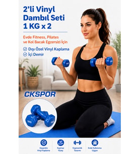 CKSPOR 2’li Vinyl Dambıl Seti 1 Kg x 2 – Evde Fitness & Pilates İçin Vinil Kaplı Demir Dambıl