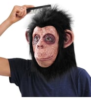 Nessiworld Siyah Saçlı Kafaya Tam Geçmeli Şempanze Maskesi - Maymun Orangutan Goril Maske Et Maske NessiWorld (Krem)