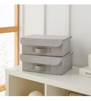 Ocean Home Textile 2'li Gri Balıksırtı Kapaklı Kutu Set 30 x 23 x 11 cm