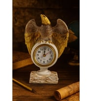 Kartal Figürlü Gold - Beyaz  Masa Saati – 21x13 cm, Premium Koleksiyon Dekor  Ev Ofis Hediyesi