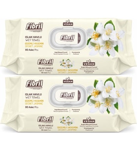 Fibril Islak Havlu Mendil 90 Yaprak Gizemli Yasemin Plastik Kapaklı (2 Li Set) 180 Yaprak