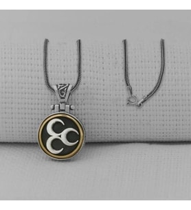 Üç Hilal Ortası Dönen 925 Ayar Gümüş Erkek Kolye