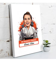 Kişiye Özel Hediye Karikatürlü En Başarılı Kadın Judocu Kanvas Tablo