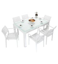 Mandella Wood 90x150 Cafe Koltuk Camlı Masa Takımı BEYAZ