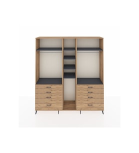 Hyperion Dolap 8 Raflı 8 Çekmeceli 3 Askılı 220x44x243 Çam-Antrasit/Çam