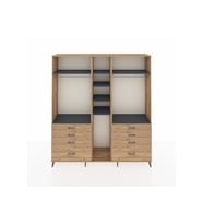Hyperion Dolap 8 Raflı 8 Çekmeceli 3 Askılı 220x44x243 Çam-Antrasit/Çam