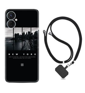 Tecno Spark 9T Kılıf Silikon Boyun Askılı İpli Desenli Silikon New York 1612