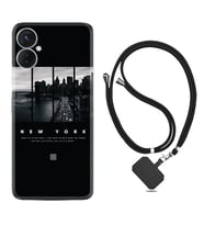 Tecno Spark 9T Kılıf Silikon Boyun Askılı İpli Desenli Silikon New York 1612