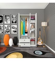 Kenzlife gardırop 3 kapılı kapaklı 2 çekmeceli manolya byz 173*90*42 gardolap dolap ofis (Karışık)