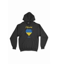 Lviv Ukrayna Bayraklı Kalpli Siyah Sweatshirt Hoodie