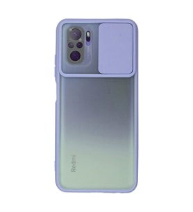 Xiaomi Redmi Note 10 Kılıf Palm Buzlu Kamera Sürgülü Silikon - Lila