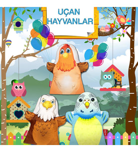 3 Parça Tox Uçan Hayvanlar Keçe El Kukla Set , Eğitici Oyuncak