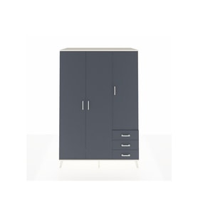 Kronos Dolap 6 Raflı 3 Çekmeceli Tek Askılı 132x59x195 Aytaşı-Antrasit/Antrasit