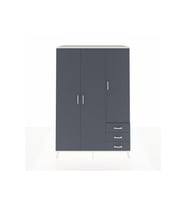 Kronos Dolap 6 Raflı 3 Çekmeceli Tek Askılı 132x59x195 Aytaşı-Antrasit/Antrasit
