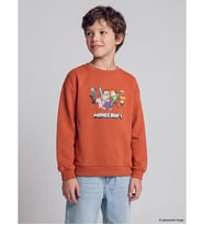 LCW Kids Kahverengi Minecraft Erkek Çocuk Kalın Sweatshirt