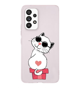 Samsung Galaxy A33 Uyumlu Kapak Cool Cat Tasarımlı Şeffaf Silikon Kılıf