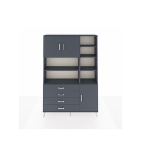 Arges Gardrop 9 Raflı 4 Çekmeceli 3 Kapaklı 132x30x195 Antrasit-Antrasit