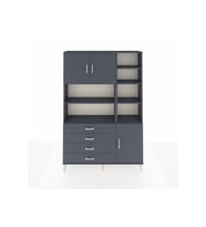 Arges Gardrop 9 Raflı 4 Çekmeceli 3 Kapaklı 132x30x195 Antrasit-Antrasit