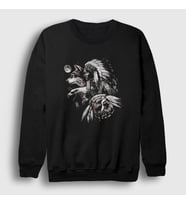 Presmono Unisex Siyah Animals Indian Kızılderili Sweatshirt 306741tt