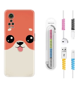 General Mobile GM 21 Pro GM 22 Pro Plus Kılıf Kablo Koruma Spiral Silikon Sevimli Köpek 1731