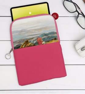 BK Gift Suluboya Tasarımlı Taşınabilir Koruyucu Tablet Kılıfı & Organizer Çanta - Pembe-1