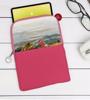 BK Gift Suluboya Tasarımlı Taşınabilir Koruyucu Tablet Kılıfı & Organizer Çanta - Pembe-1