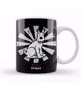 Snowy Retro Japanese Tintin Kupa Bardak Porselen