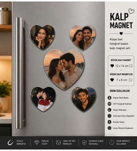 Kalp Fotoğraf Magneti Sevgiliye Kişiselleştirilebilir Romantik Aşk Anıları Hediye Seti