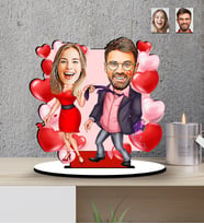 Sevgililer Günü Hediyesi Kalp Balonlu   Karikatür   Mdf  Biblo (Çok Renkli)