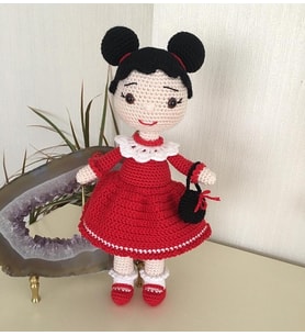 Çantalı Elena Bebek Amigurumi Organik Oyuncak