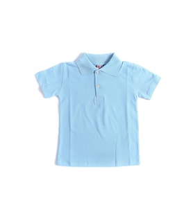 Mavi Kısa Kol Düz Renk Yakalı 6-17 Yaş Çocuk Okul Lakos Tişört Polo Yaka T-shirt