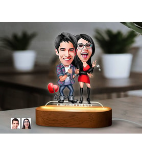 BK Gift Kişiye Özel Sevgili Karikatürlü Dekoratif 3D Biblo LED Işıklı Gece Lambası-1, Sevgiliye Hediye, Yıl Dönümü Hediyesi
