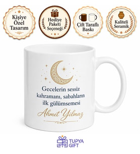 Gece Nöbetçisi Baba Yazılı Kupa Bardak Babalar Günü Özel Hediye