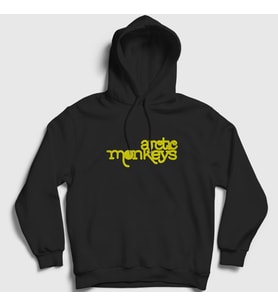 Presmono Unisex Kırmızı Five Arctic Monkeys Kapüşonlu Sweatshirt 13563tt (Siyah)