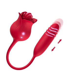 PRIME TOYS Roselip Şarjlı İleri Geri ve Dil Hareketli 2 in 1 Klitoris Uyarıcı Gül Vibratör