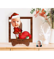 BK Gift Kişiye Özel Bebek Karikatürlü Ahşap Standlı 3D Biblo-6 (Beyaz)