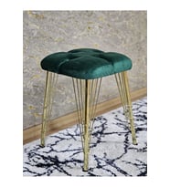 Kare Gold Kaplama Telli Ayaklı Tabure - Oturak - Bar Taburesi - Ayaklı Tabure Yeşil Renk 48 x 33 Boyut/Ebat (Çok Renkli)