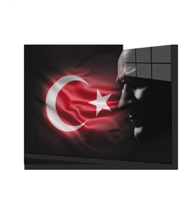 Türk Bayrağı ve Atatürk Cam Tablo