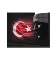 Türk Bayrağı ve Atatürk Cam Tablo