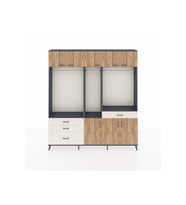 Arges Dolap 8 Raflı 4 Çekmeceli 3 Askılı 220x30x243 Antrasit-Çam/Aytaşı
