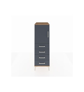 Kronos Dolap 2 Raflı 4 Çekmeceli Tek Kapaklı 44x59x134 Çam-Antrasit