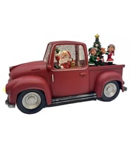 Hediye Dağıtan Noel Baba ve Elfleri Işıklı ve Müzikli Kar Küresi (Lila)