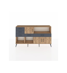 Arges Konsol 2 Raflı 5 Çekmeceli 3 Kapaklı 176x30x99 Çam-Çam/Antrasit